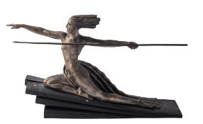 Marcel-André Bouraine (1886-1948), an Art Deco cold painted bronze model, 'Amazon',