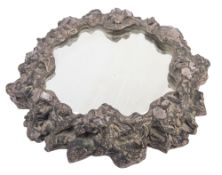 A silvered metal and mirrored glass inset surtout-de-table, in Rococo style,