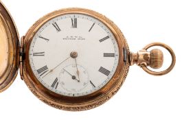 American Watch Co., Waltham, USA, a late-Victorian full-hunter engraved pocket watch