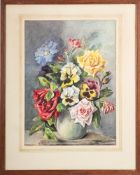 Beatrice R Rowlstone (20th Century) - Still life floral study - Watercolour on paper - Signed