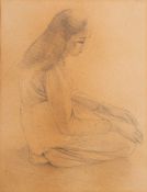 20th Century school - A sketch of a girl - Pencil on paper -