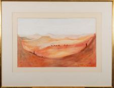 Anthony J Hudson (British, 1937-1989) - Mountain landscape (Lesotho) - Acrylic on board