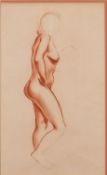 20th Century British school - Two nude life studies - Red chalk or conte crayon on paper -