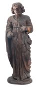 An Austro-German carved oak model of a female saint,