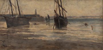 David Donald (19th / 20th Century) - 'Lowtide' a study of a harbour, possibly St Ives,