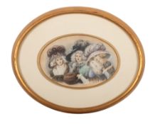 E.H.S possibly Eulalia Hillyard Swinstead (British, 1893-1978) - Three Georgian Socialites