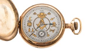 Elgin, USA, a full-hunter model 290 gold-plated Masonic pocket watch