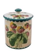 A Wemyss pottery jar and cover, painted with strawberries by David Grinton,