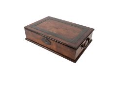 An Anglo-Colonial brass-mounted padouk writing box,