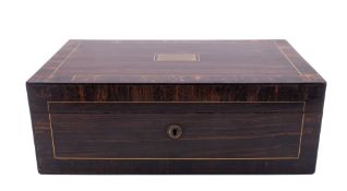 A Victorian coromandel and brass strung writing slope,