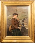 John Watson-Nicol (Scottish, 1856-1926) - Study of a boy in a kilt fishing