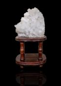 A large rock crystal (clear quartz) cluster,