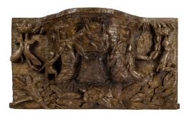 A carved oak misericord, probably Spanish, in Mediaeval taste,