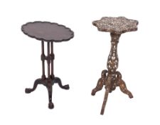 A Middle Eastern mother-of-pearl and bone inset hardwood occasional table,