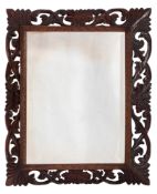 A 19th Century carved oak framed rectangular mirror,