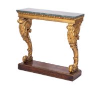 A Regency carved giltwood and rosewood console table,