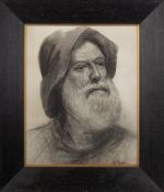 L Farmer (?) (20th Century school) - A portrait study of a fisherman - Charcoal on paper -
