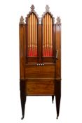 A fine early 19th century mahogany cased chamber barrel organ, maker A.