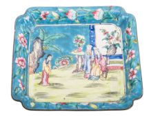 A Chinese Canton famille rose enamel small tray,