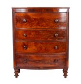 A Victorian Scottish mahogany bow fronted chest,