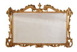 A Contemporary carved giltwood landscape overmantel mirror,