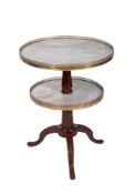 A 19th century French mahogany, marble and brass mounted two-tier etagere,