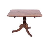 An early 19th century yew wood rectangular breakfast table,