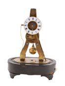 A small Victorian French Exhibition Skeleton clock with alarm the eight-day duration timepiece