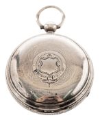 A silver fusee Masonic open-faced pocket watch