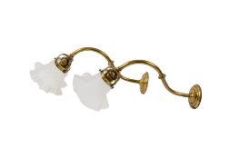 A pair of gilt brass and glass wall appliques,