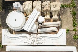 A group or architectural and decorative stone and marble elements,