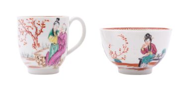 A First Period Worcester coffee cup and a similar teabowl,