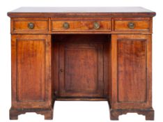 A 19th century mahogany rectangular kneehole desk, with ebonised moulding,