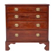A George III mahogany rectangular chest, the top with a moulded edge,