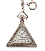 G. Schwab Loeillet, a rare 1940's Tempor Solvil triangular Masonic pocket watch