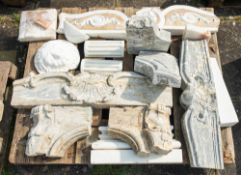A collection of marble architectural elements,