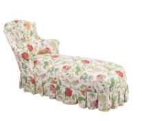A Victorian walnut framed day bed,