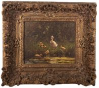 Constant Artz (French, 1870-1951) - Duck with ducklings - Oil on board - Signed lower right -