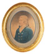 18th Century school - A portrait study of a Georgian Gentleman in blue coat -