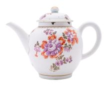 A Lowestoft 'Tulip Painter' large teapot/punch pot and cover,