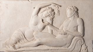 A plaster figural relief panel, in Art Deco Neoclassical taste,