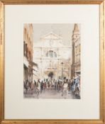 * Dennis Page (British, b 1926) - 'The Church of San Moise' - Watercolour on paper -