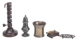 A small collection of antique domestic metalware, 19th century and 20th century