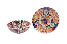 A Japanese Imari porcelain bowl and plate,
