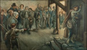 Noel Thornton (20th Century School) - Family scene with an apparently unexpected child -