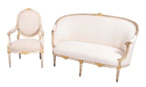 A suite of carved and decorated beech wood furniture in Louis XVI taste,