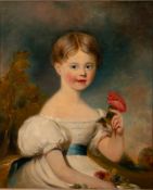 Early 19th Century British school - Portrait study of a child holding a rose,