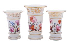 A garniture of three Coalport spill vases,