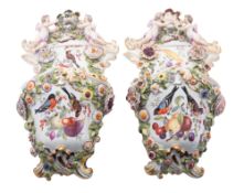 A pair of large German wall pockets in the Meissen-style,