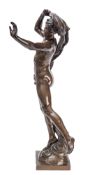 After Eugène Marioton (French, 1857 - 1933) a patinated bronze model of a youth,